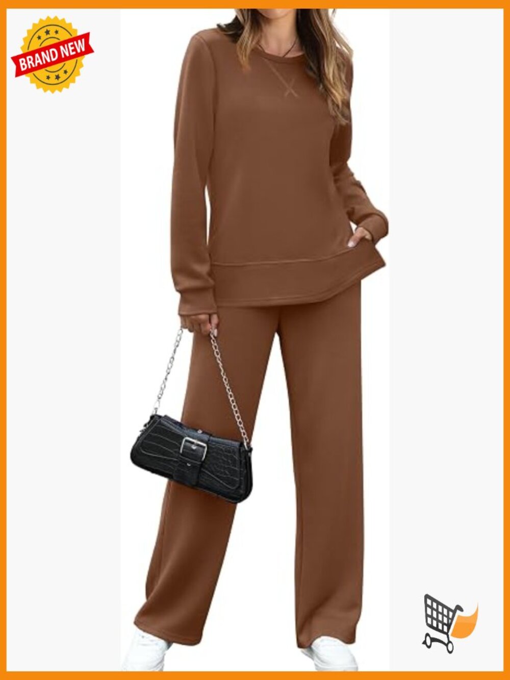 2 Piece Lounge Set Travel Airport Outfits Side Slit Tracksuit Wide Leg